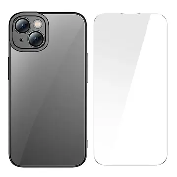 Baseus Glitter iPhone 14 Plus 6.7 Renkli Kenar Silikon Kılıf + Tempered Ekran Koruyucu Set