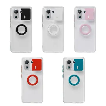 Ally Xiaomi Mi 11 Pro Kılıf Sürgülü Kamera Lens Korumalı Yüzük Standlı Silikon Kılıf