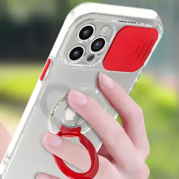 Ally iPhone 11 Pro Max 6.5inç Kılıf Sürgülü Kamera Lens Korumalı Yüzük Standlı Silikon Kılıf