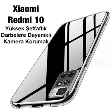Ally Xiaomi Redmi 10 Kılıf Kamera Korumalı Ultra İnce Şeffaf Silikon Kılıf