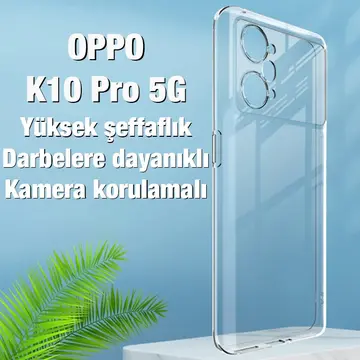 Ally OPPO K10 Pro 5G Kılıf Kamera Korumalı Ultra İnce Şeffaf Silikon Kılıf