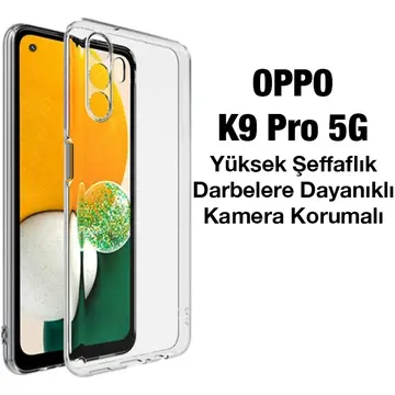 Ally OPPO K9 Pro 5G Kılıf Kamera Korumalı Ultra İnce Şeffaf Silikon Kılıf