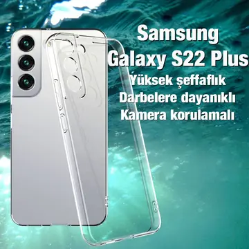 Ally SM Galaxy S22 Plus Kılıf Kamera Korumalı Ultra İnce Şeffaf Silikon Kılıf