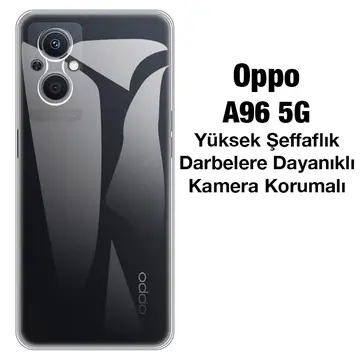 Ally OPPO A96 5G Kılıf Kamera Korumalı Ultra İnce Şeffaf Silikon Kılıf