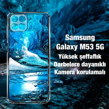 Ally SM Galaxy M53 Kılıf Kamera Korumalı Ultra İnce Şeffaf Silikon Kılıf