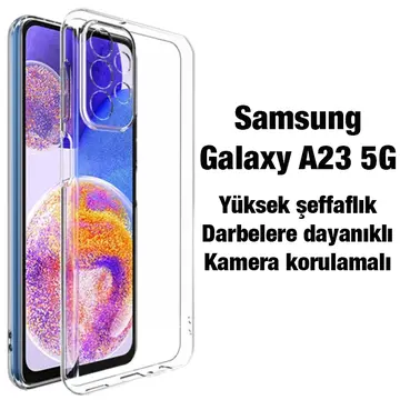 Ally SM Galaxy A23 5G Kılıf Kamera Korumalı Ultra İnce Şeffaf Silikon Kılıf