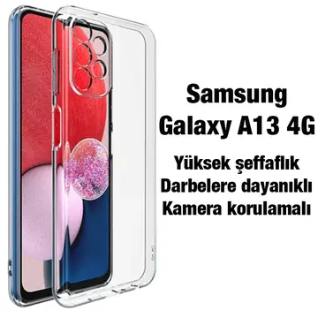 Ally SM Galaxy A13 4G Kılıf Kamera Korumalı Ultra İnce Şeffaf Silikon