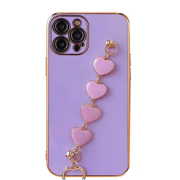 Ally iPhone 11 Pro Max 6.5inç Kılıf Kalp Bileklik Tutuculu Lüx Silikon Askılı Kılıf