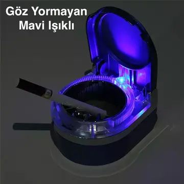 Ally SD-1201 Led Işıklı Kapaklı Araç Küllük Oto Araba Kül Tablası