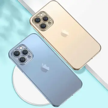 iPhone 13 Pro Max Renkli Kenar Şeffaf Kılıf Kamera Korumalı Silikon Kılıf
