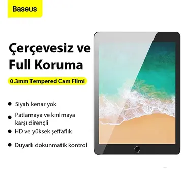 Baseus iPad 9.7 2018 / 2017 / Pro 9.7 / Air 2 / Air Tempered Cam Ekran Koruyucu