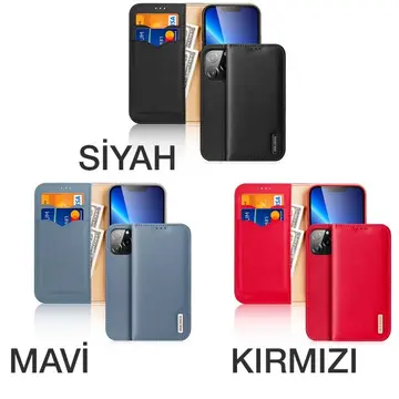Dux Ducis iPhone 13 Pro Max Kılıf Mıknatıslı Cüzdanlı Deri Kılıf Hivo Series