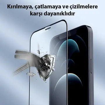 GOR iPhone 12-12 Pro 6.1 9D Hardening Tempered Full Cam Ekran Koruyucu