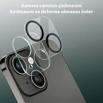 ALLY İPhone 13-13 Mini 3D Full Tempered Glass Cam Kamera Koruyucu