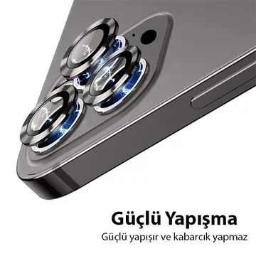 ALLY İPhone 13 Pro -13 Pro Max 3D Metal Çerçeveli Kamera Lens Koruyucu