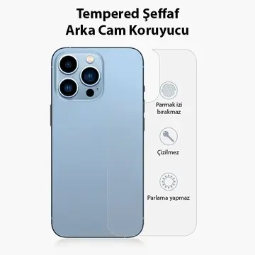 Ally iPhone 13 Pro Max 6.7 Tempered Şeffaf Arka Cam Koruyucu