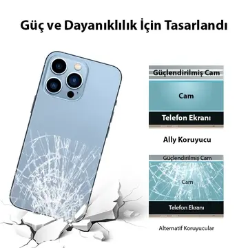 Ally iPhone 13 Pro Max 6.7 Tempered Şeffaf Arka Cam Koruyucu