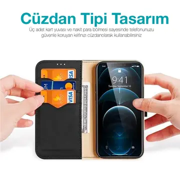 Dux Ducis iPhone 12 Pro Max Kılıf Mıknatıslı Cüzdanlı Deri Kılıf Hivo Series