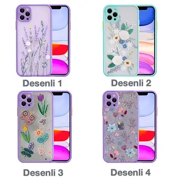 iPhone 12 Pro Max 6.7inç Kamera Korumalı Çiçek Desenli Silikon Kılıf