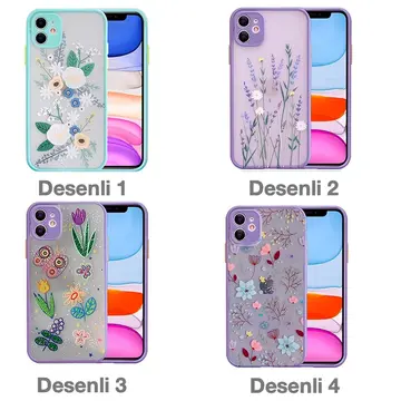 iPhone 12 Mini 5.4inç Kamera Korumalı Çiçek Desenli Silikon Kılıf