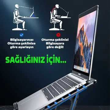 ALLY Ayarlanabilir Taban Çift Fanlı Tablet ve Laptop Soğutucu Stand