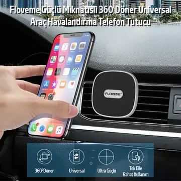 Floveme Güçlü Mıknatıslı 360 Döner Universal Araç Havalandırma Telefon Tutucu