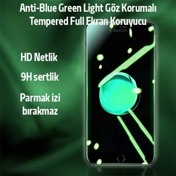 ALLY İPhone 8 Plus 7 Plus Anti -Blue Green Light Göz Korumalı Tempered Full Ekran Koruyucu