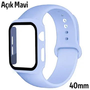 ALLY Apple Watch 4-5-6 40mm Silikon Kordon Kayış ve Ekran Koruyucu Kılıf