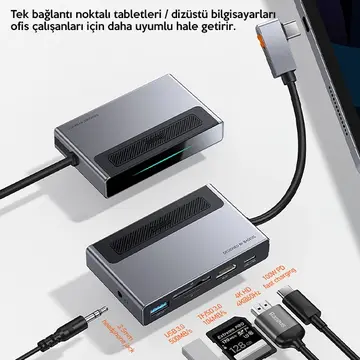 Baseus Magic Çok Fonksiyonlu Klipsli Type-C HUB 6in1 (USB3.0+SD+TF+HDMI+Type-C+3.5mm) Adaptör Çoklay