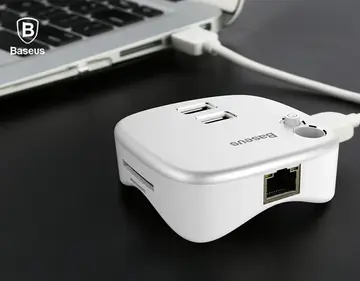 Baseus Çok Fonsiyonlu Notebook Adaptörü Hub Dual USB 3.0 RJ45 TF/SD