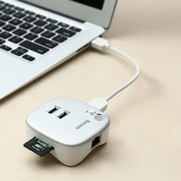 Baseus Çok Fonsiyonlu Notebook Adaptörü Hub Dual USB 3.0 RJ45 TF/SD