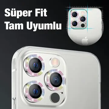 ALLY İphone 12 Pro Max 3D Metal Çerçeveli Kamera Lens Koruyucu