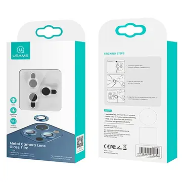 USAMS İphone 12 Pro Max 3D Metal Çerçeveli Kamera Lens Koruyucu