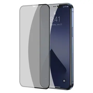 Baseus İPhone 12 Pro Max 6.7 023mm Anti Spy Çerçeveli Tempered Cam Ekran Koruyucu 2 Adet Set