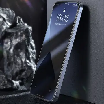 Baseus İPhone 12 Pro Max 6.7 023mm Anti Spy Çerçeveli Tempered Cam Ekran Koruyucu 2 Adet Set