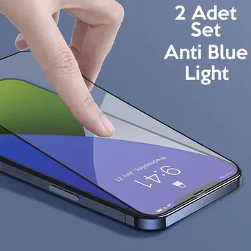 Baseus İPhone 12 Pro Max 6.7 0.3MM Full Anti Blue Light Tempered Cam Ekran Koruyucu 2Adet Set