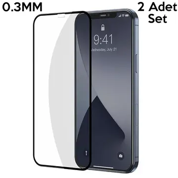 Baseus İPhone 12 Pro Max 6.7  0.3MM 3D Full Tempered Cam Ekran Koruyucu 2Adet Set