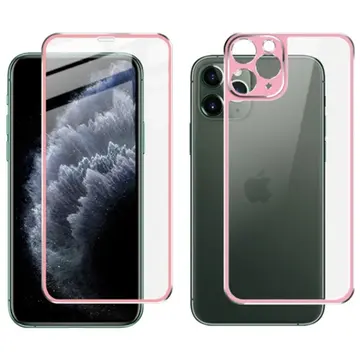 İPhone 11 Pro Max Metal Çerçeve Ön Arka 3D Full Tempered Cam Koruyucu