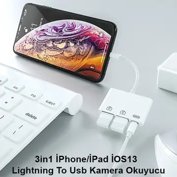 ALLY 3in1 İPhone/İPAD lightning To Usb Kamera Okuyucu