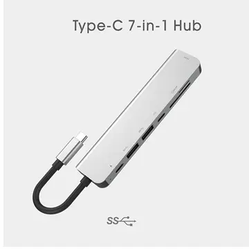 Ally Usb (Type-C to 7in1 Hdtv 2XUSB+PD) SD&TF Okuyucu Hub Adaptör Çoklayıcı