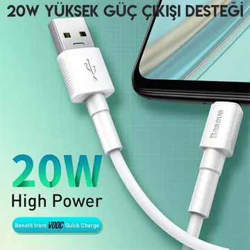 Baseus Mini White Micro USB 4A OPPO VIVO Dash Usb Şarj Kablosu 1Metre