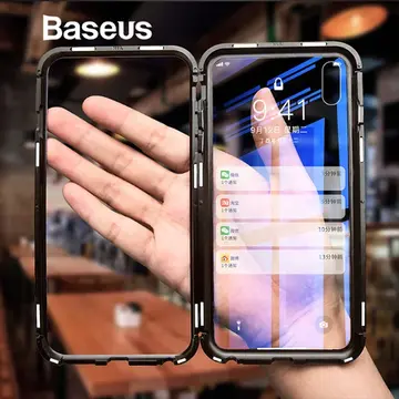 Baseus İPhone Xs Max Arkası Cam Manyetik Metal Frame Kılıf