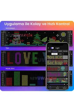 Led Panel Cama Yapışan Telefon Kontrollü Led Ekran Panel 16*64 Led Sayısı