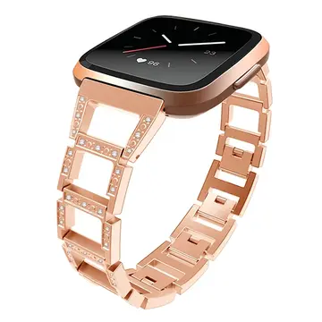 Fitbit Versa Metal Diamond İşlemeli Akıllı Saat Kayış Kordon