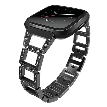 Fitbit Versa Metal Diamond İşlemeli Akıllı Saat Kayış Kordon