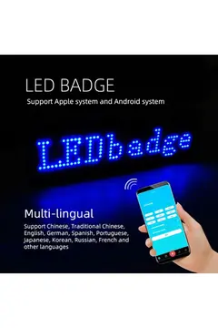 Matrix Kayan Led Yaka Rozeti Mobil Kontrollü Dijital Etiket 9×3cm