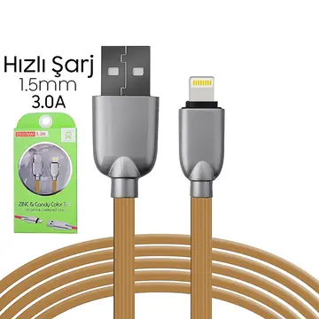 Ally İphone5s6s788 Plus Zinc Alloy Dayanıklı 3.0a 1.5mm Usb Kablo