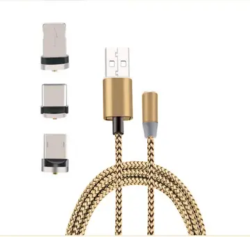 İphone Type-C Android 3  Yuvarlak Başlık Manyetik Şarj Usb Kablosu