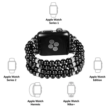 Ally Apple Watch 7-8 45mm 6-5-4 44mm Full Boncuk Taşlı Kordon Kayış 3-2-1 42mm