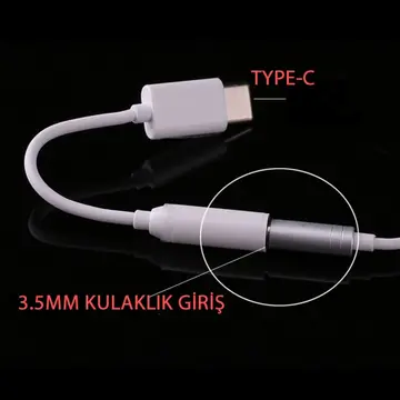 Type-C 3.5mm Kulaklık Dönüştürücü Aparat Aux Çevirici Adaptör